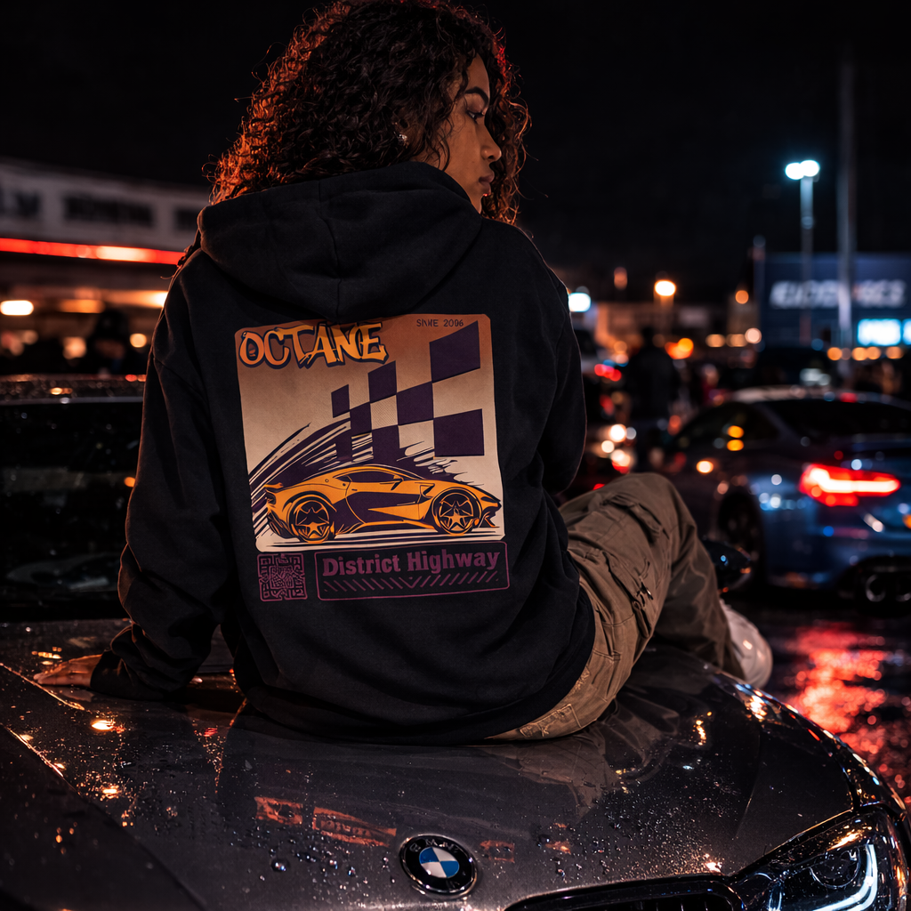 OCTANE DISTRTICT HIGHWAY Hoodie Unisex / Print / Streetwear Hoodie Women & Men